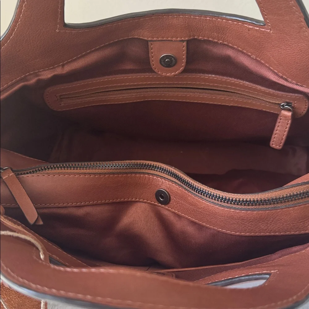 Made in India Woven Brown Leather Med Handbag Crossbody Metal Studs Unique